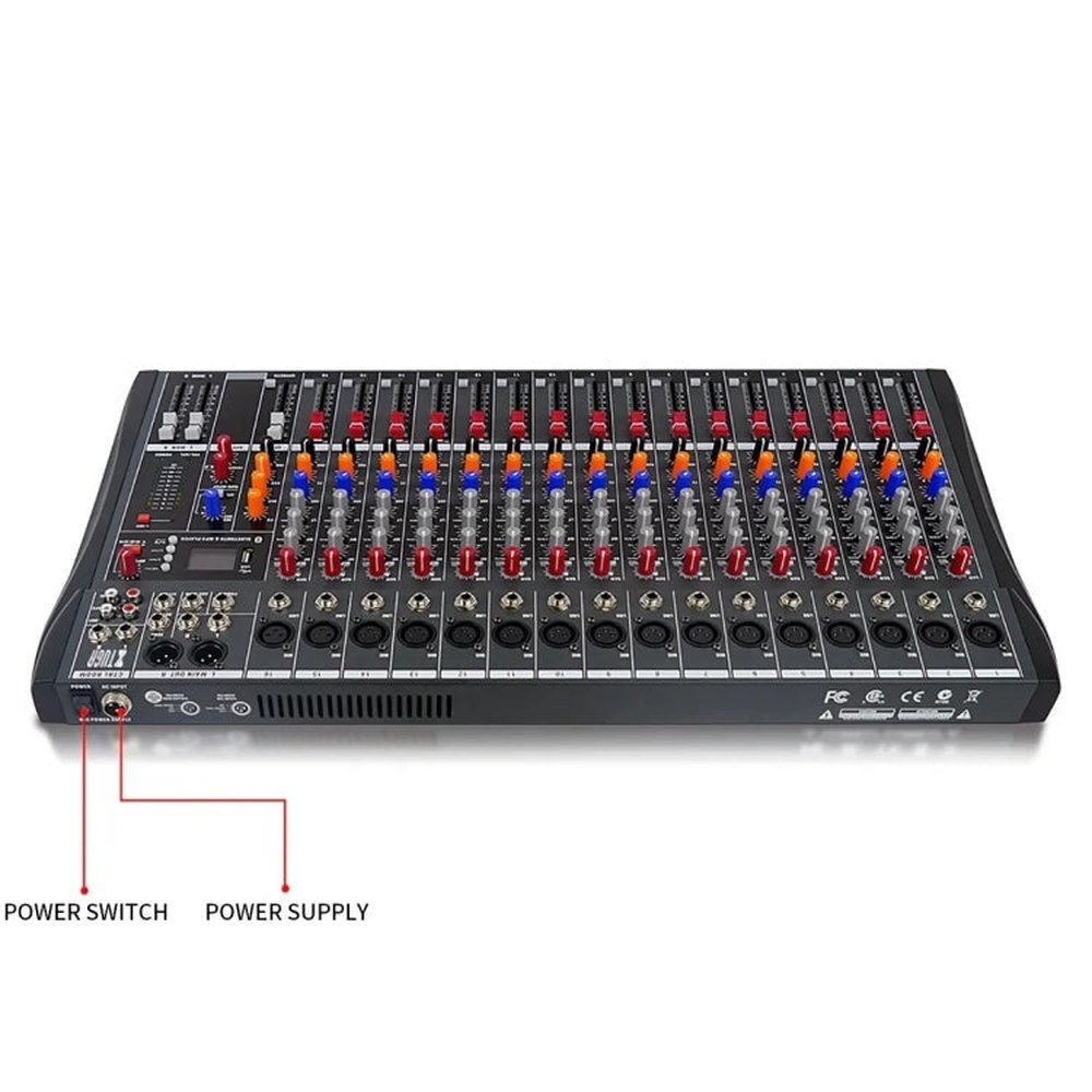 XTUGA CT160X 16 - Channels Audio Mixer DJ Mixing Console with 48V Power Supply, CT160X - laboratorydeal