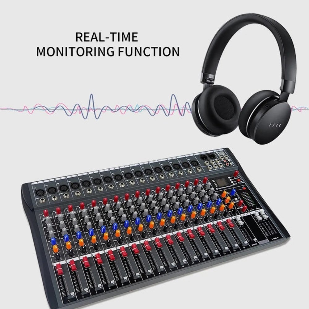 XTUGA CT160X 16 - Channels Audio Mixer DJ Mixing Console with 48V Power Supply, CT160X - laboratorydeal