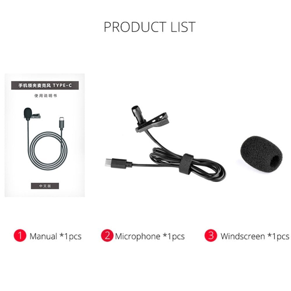 YELANGU MY2 - C Type - C Interface Live Broadcast Interview Mobile Phone Lavalier Microphone, Length: 1.5m, MY2 - C - laboratorydeal