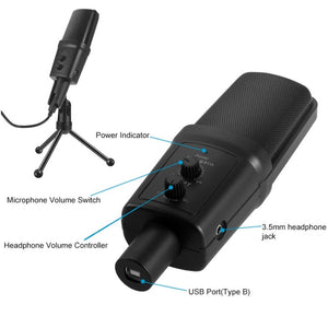Yanmai SF - 970 Professional Condenser Sound Recording Microphone with Tripod Holder & USB Cable , Cable Length: 1.8m - laboratorydeal