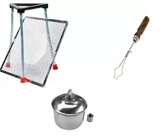 Laboratory Tripod Stand with Spirit Lamp, Wire Mesh & Test Tube Holder (Pack of 4)