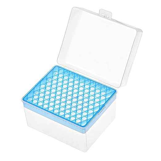 Pipette Tips Box, for Polypropylene 1ml Pipettor Tips with 100 Holes | Keep Tidy, Great for Lab (White, Clear, Light Blue, 0.32-Inch Hole Dia)