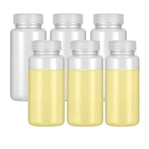 Laboratory Reagent Bottles, 250 mL, Wide Mouth, Polypropylene, Pack of 5