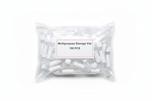 Laboratory Storage Vials, 2ml Capacity, Round Base with Write-on Panel, Pack of 100, Clear
