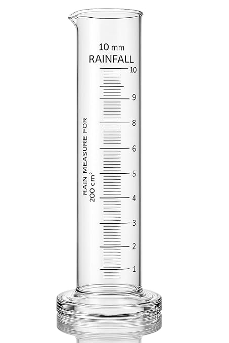 Corning Borosilicate Rain Gauge Cylinder, 200 mm Range, 0.2 mm Resolution