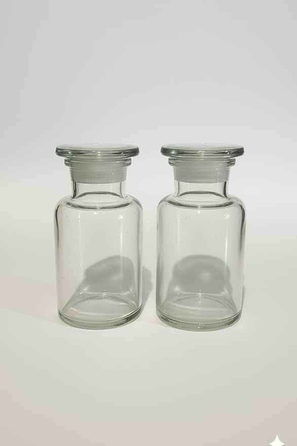 Wide Mouth Reagent Bottle 125 ML with Stopper for laboratory Pack of 2