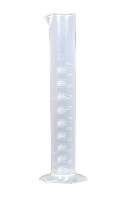 Laboratory Measuring Cylinder, 500ml Capacity, Clear Plastic, Hexagonal Base