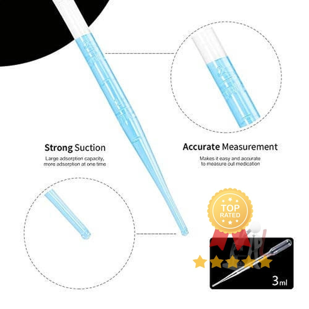 3ML Plastic Transfer Pipettes Eye Dropper, Disposable Essential Oils Pipettes Dropper Makeup Tool Science and Lab (50 Pcs) - Laboratorydeal