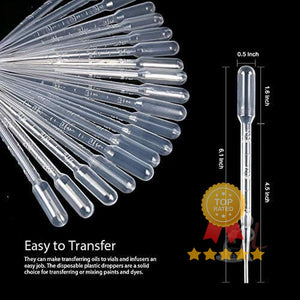 3ML Plastic Transfer Pipettes Eye Dropper, Disposable Essential Oils Pipettes Dropper Makeup Tool Science and Lab (50 Pcs) - Laboratorydeal