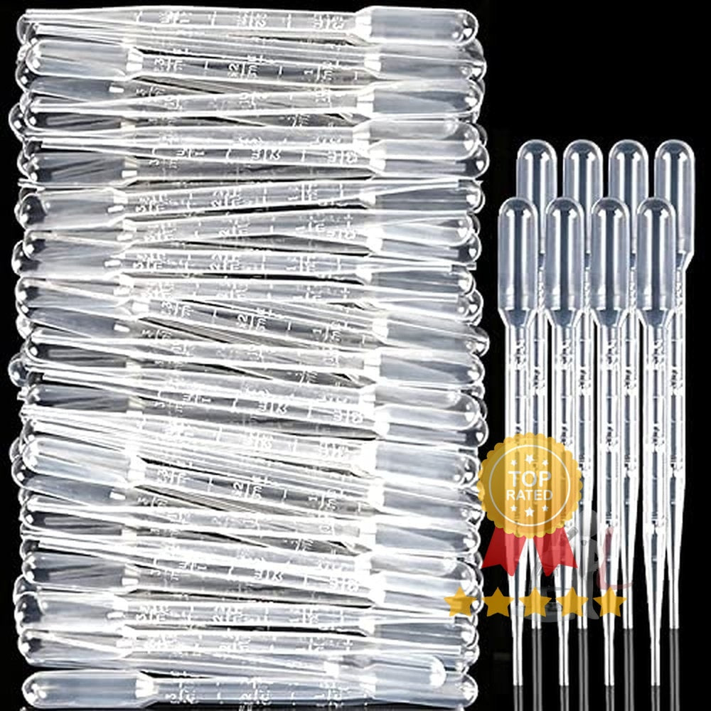 3ML Plastic Transfer Pipettes Eye Dropper, Disposable Essential Oils Pipettes Dropper Makeup Tool Science and Lab (50 Pcs) - Laboratorydeal