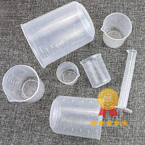 4 PCS Plastic Graduated Cylinders 10ml/25ml/50ml/100ml and 6 PCS Plastic Beakers 50ml/100ml/150ml/250ml/500ml/1000ml for DIY and Laboratory Measuring with 20 Plastic Droppers in 3 ml - Laboratorydeal