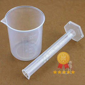 4 PCS Plastic Graduated Cylinders 10ml/25ml/50ml/100ml and 6 PCS Plastic Beakers 50ml/100ml/150ml/250ml/500ml/1000ml for DIY and Laboratory Measuring with 20 Plastic Droppers in 3 ml - Laboratorydeal