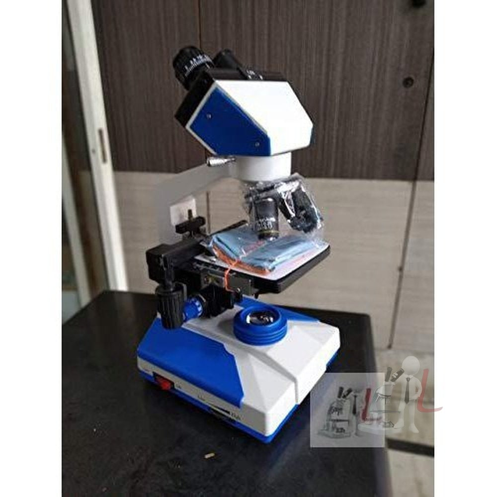 BINOCULAR MICROSCOPE LARGE NIKON TYPE BINOCULAR OBSERVING HEAD 360 DEGREE ROTATE ABLE AND 45 DEGREE INCLINED HEAD WITH ALL ANTI REFLECTION COATED PRISMS EYE PIECES :10 X WILD FIELD EYE PIECES . OBJECTIVES : LARGE DIN SIXE SEMI PLAN OBJECTIV - Laboratorydeal