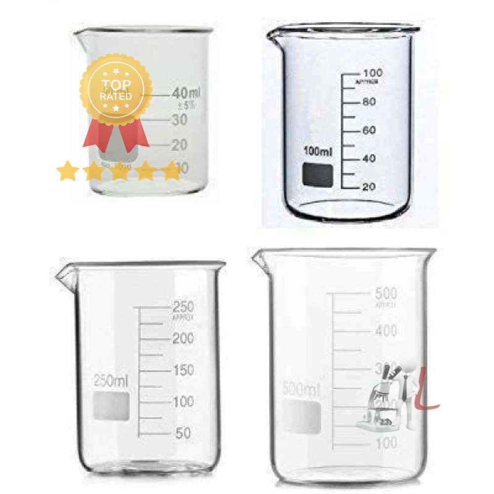 Borosilicate Glass Beakers - 50ml, 100ml, 250ml, 500ml - Laboratorydeal
