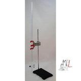 Burette Stand, Clamp with Glass Borosilicate Burette- Burette Stand, clamp with galss borosilicate burette