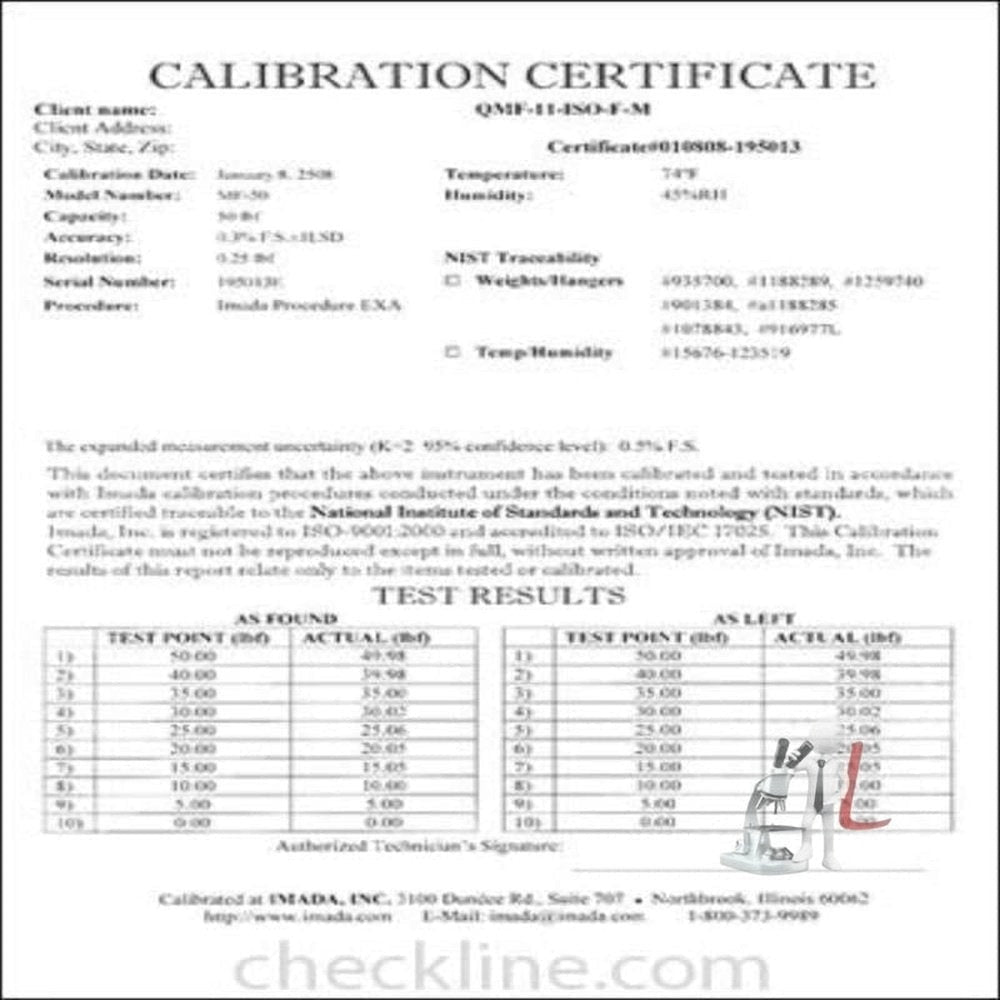 Certificate calibration Fees - Laboratorydeal