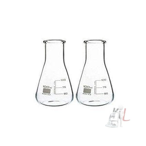Conical Flask 100ml, Wide Neck, Made of Borosilicate Glass 3.3, Pack of 2 - Laboratorydeal