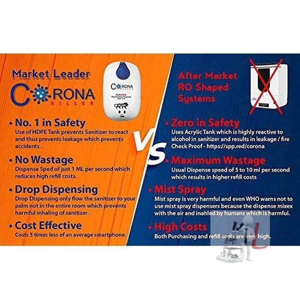 DASHMESH TRADERS 2 litres Capacity Corono Killer Model Contactless Sanitizer/touchless sanitizer Dispenser/sanitizer Dispenser Automatic for Home/Corporate/Government Use, Touch Free sanitizer Dispenser - Laboratorydeal