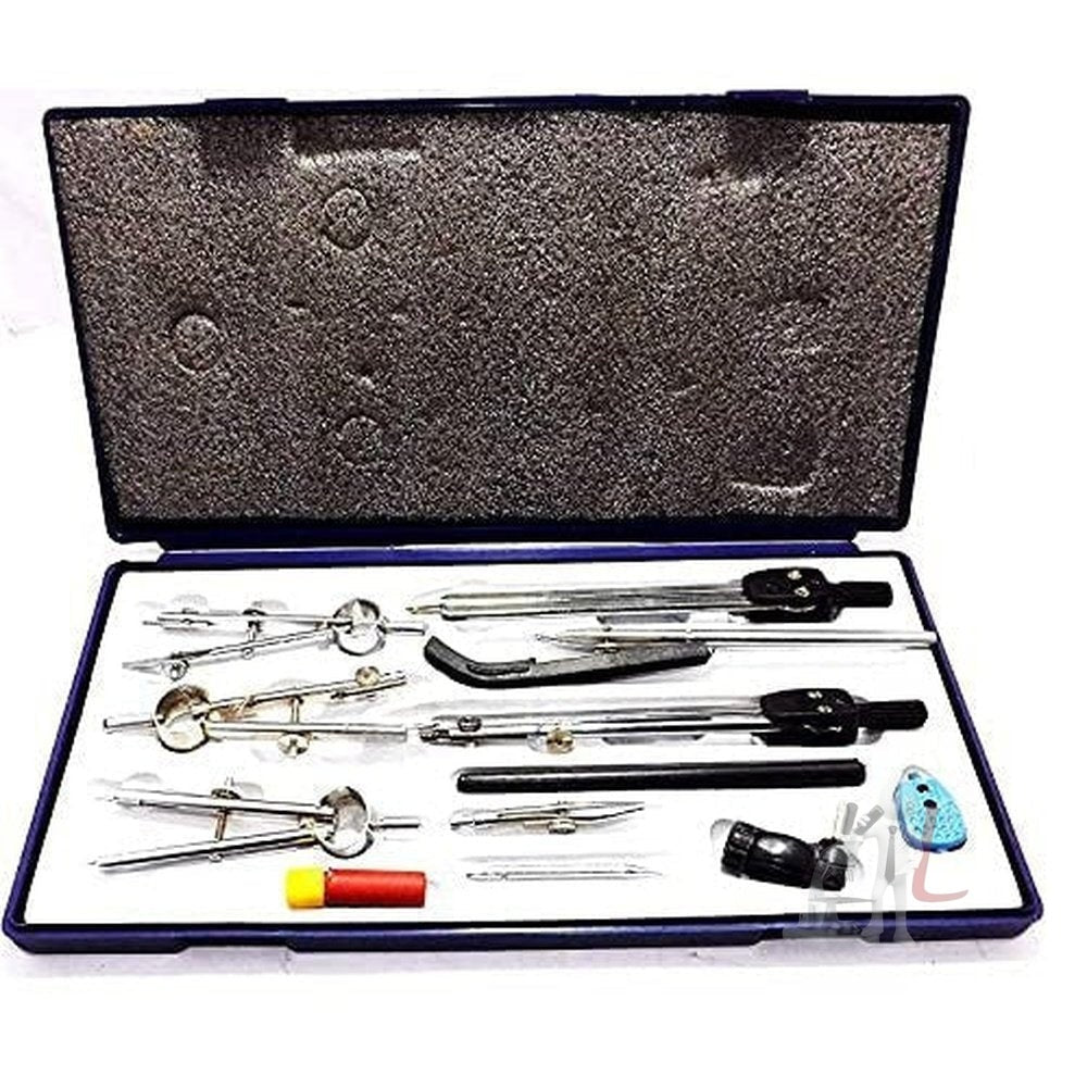 ENGINEERING DRAWING INSTRUMENT BOX WITH SET OF 13 PARTS-