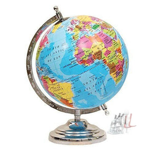 Educational Rotating 8 inch World Globe with Nickel Plated Metal Base - Laboratorydeal