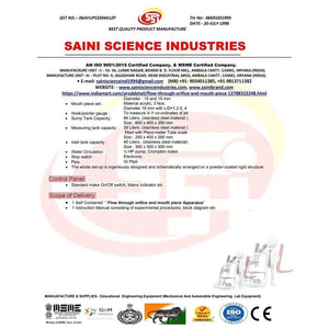 Flow through orifice & mouth piece apparatus - Laboratorydeal