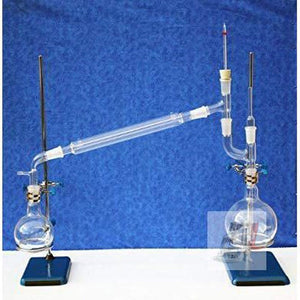 GLAB INDIA Borosilicate 3.3 Glass Vacuum Distillation Apparatus kit (with stand, clamp, boss head and ring), 24/29 Joint, 1000 ml - Laboratorydeal