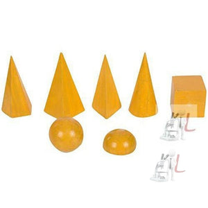 Geometrical Figure Model with Polish in Wooden Box (Yellow) -Set of 12 Different 3D Shapes - Laboratorydeal