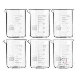 Glass Beaker Price High Quality Borosilicate 3.3 - 100 ml 6 pcs with Graduation Marks, Pack of 6 - Laboratorydeal