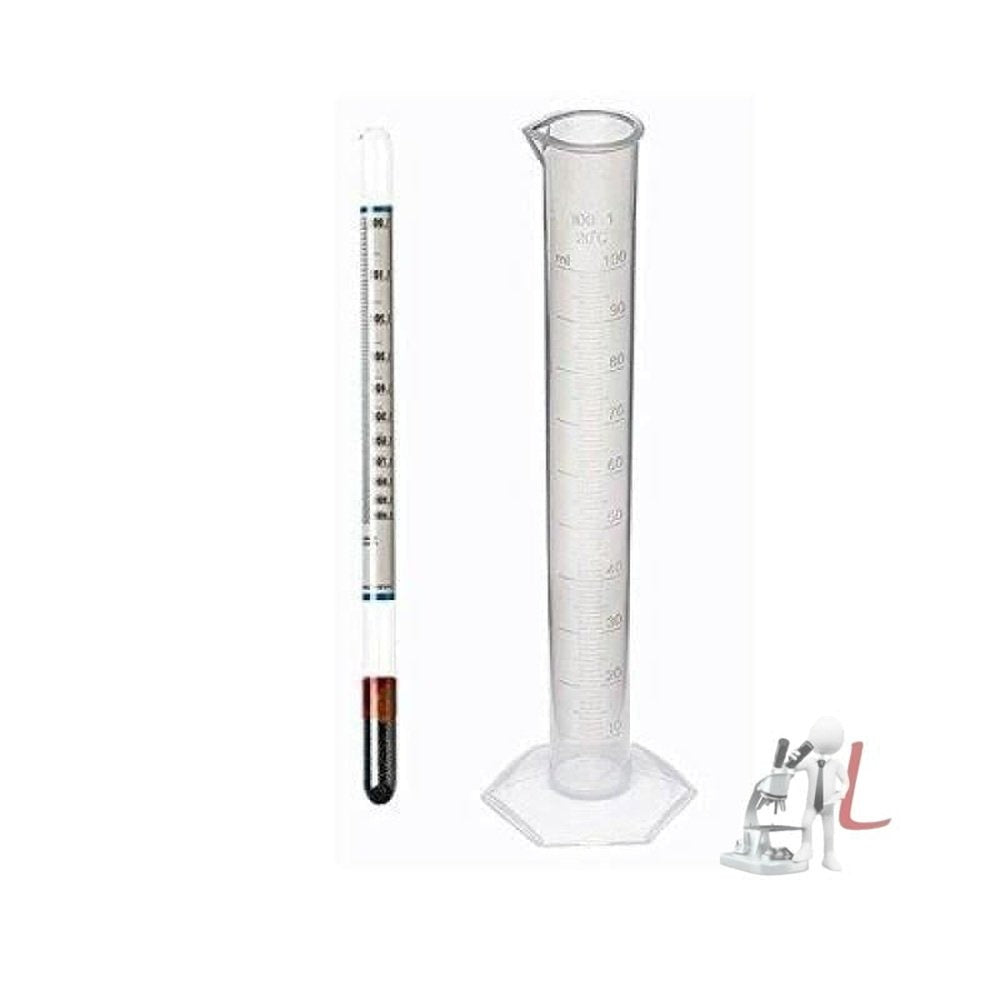 Hydrometer alcohol (Range 0 to 100) Specific Gravity (With 250ml Cylinder) - Laboratorydeal