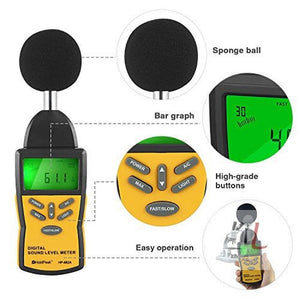 LCD Digital Sound Level Meter Noise Volume Measuring Instrument Decibel Monitoring Tester - Laboratorydeal