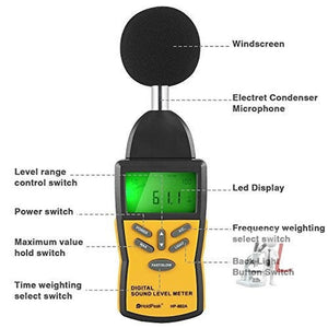 LCD Digital Sound Level Meter Noise Volume Measuring Instrument Decibel Monitoring Tester - Laboratorydeal
