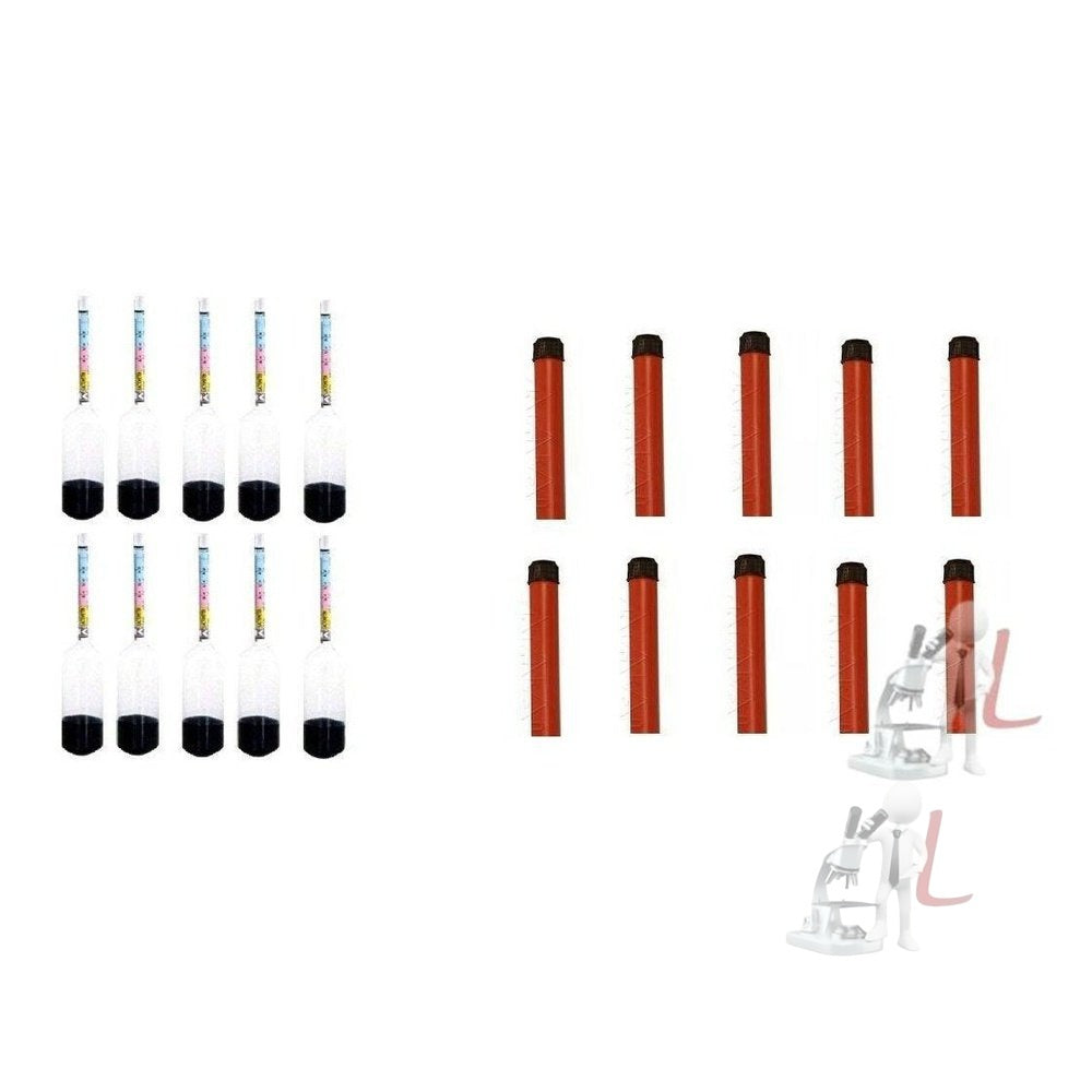 Lactometer for Milk with Plastic Cover, Black - Set of 10 Pieces - Laboratorydeal