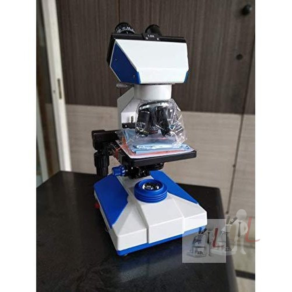 BINOCULAR MICROSCOPE LARGE NIKON TYPE BINOCULAR OBSERVING HEAD 360 DEGREE ROTATE ABLE AND 45 DEGREE INCLINED HEAD WITH ALL ANTI REFLECTION COATED PRISMS EYE PIECES :10 X WILD FIELD EYE PIECES . OBJECTIVES : LARGE DIN SIXE SEMI PLAN OBJECTIV - Laboratorydeal