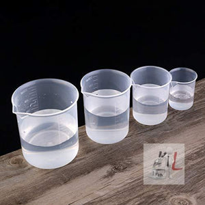 Measuring Cup Labs Plastic Graduated Beakers 50ml 150ml 250ml 500ml (Transparent, Set of 4) - Laboratorydeal
