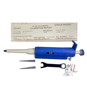 Micropipette Variable Volume Range 5-50 μl with Calibration Report - Laboratorydeal