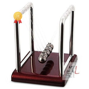 Newton's Cradle (Collision Balls/Pendulum Balls), with Steel Balls, Perfect for Study & Gifts, with Polished Wooden Base - Laboratorydeal