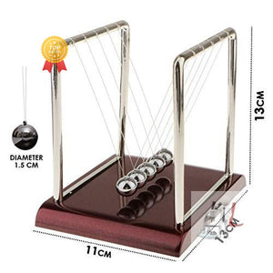 Newton's Cradle (Collision Balls/Pendulum Balls), with Steel Balls, Perfect for Study & Gifts, with Polished Wooden Base - Laboratorydeal
