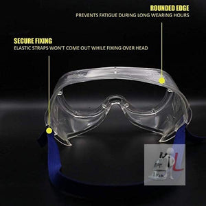 Safety Goggles Price Polycarbonate, Light Weight, Chemical Resistant, Anti-Fogging Goggles, With Universal Fitting (PACK OF 100) - Laboratorydeal