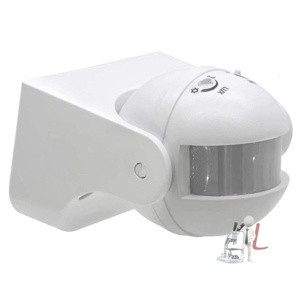 PCR Sensor 180` 220V LUX Time Adjustment, Wall-Mount PIR Motion Switch with Light Energy Saving Automatic Sensor, White - Laboratorydeal