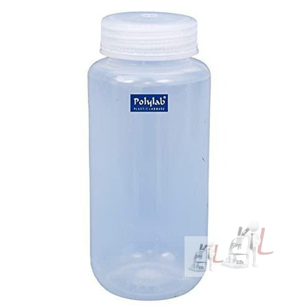 Polylab Plastic Wide Mouth Reagent Bottle (Size: 250ML) (Pack Of 12PCS) - Laboratorydeal