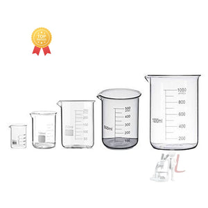 SPYLX Borosilicate Glass Beaker 50ml, 100ml, 250ml, 500ml, 1000ml - Pack of 5 - Laboratorydeal