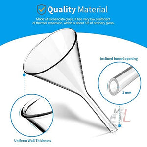SPYLX Borosilicate Glass Funnel 3 inches 75mm for Laboratory Use Borosilicate Glassware for Bottle Hot Oil or Liquid Chemicals Solutions - Pack of 1 - Laboratorydeal