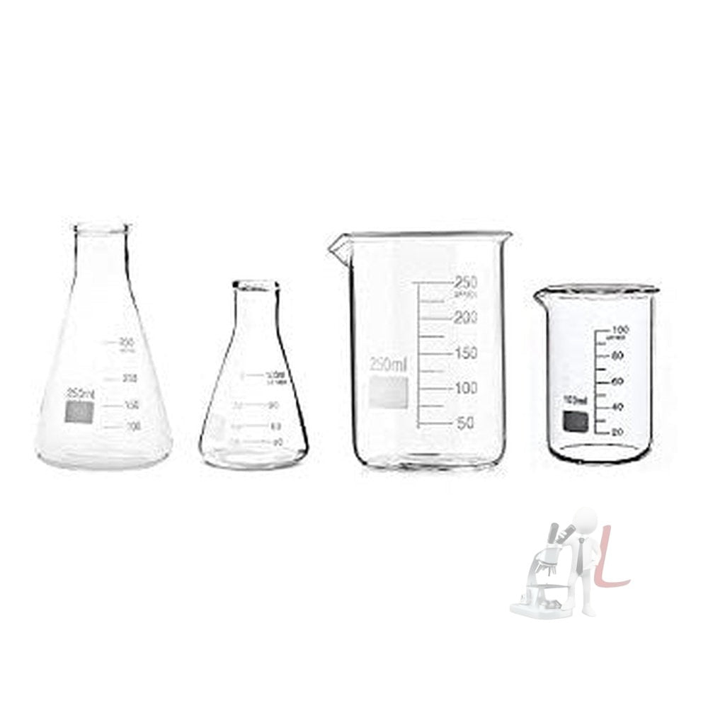 SPYLX Glass Beakers 100ml, 250ml & Conical Flask 100ml, 250ml Borosilicate Glass With Marking - Laboratorydeal