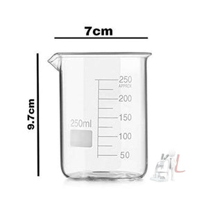 SPYLX High Quality Borosilicate 3.3 Glass Beakers - 250 ml 6 pcs with Graduation Marks, Pack of 6 - Laboratorydeal