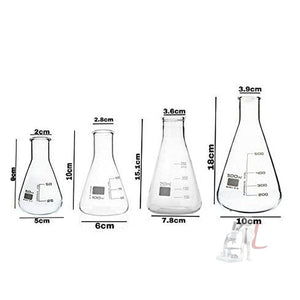 SPYLX High Quality Borosilicate 3.3 Glass Conical - 50 ml, 100 ml, 250 ml, 500 ml, Pack of 4 - Laboratorydeal