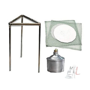 SPYLX Lab Equipments Tripod stand, Wire gauge (2pcs.), Aluminium Spirit lamp (Combo of 4) for lab use and experiments - Laboratorydeal