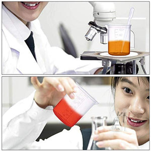 SPYLX Plastic Beaker Set, 5 Sizes Low Form Measuring Graduated Beakers in 500 ml, 250 ml, 100 ml, 50 ml, 25 ml for Laboratory, & Science Experiments with 5 Plastic Droppers in 3 ml - Laboratorydeal
