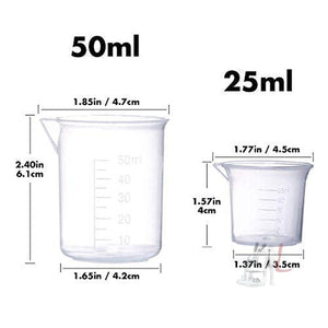 SPYLX Plastic Beaker Set, 5 Sizes Low Form Measuring Graduated Beakers in 500 ml, 250 ml, 100 ml, 50 ml, 25 ml for Laboratory, & Science Experiments with 5 Plastic Droppers in 3 ml - Laboratorydeal