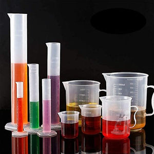 SPYLX Plastic Graduated Cylinders & Plastic Beakers,Teenitor 5pcs Plastic Graduated Cylinders 10ml 25ml 50ml 100ml 250ml & 5pcs Plastic Beakers 50ml 100ml 250ml 500ml1000ml Clear 10pcs - Laboratorydeal