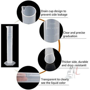 SPYLX Plastic Graduated Cylinders & Plastic Beakers,Teenitor 5pcs Plastic Graduated Cylinders 10ml 25ml 50ml 100ml 250ml & 5pcs Plastic Beakers 50ml 100ml 250ml 500ml1000ml Clear 10pcs - Laboratorydeal